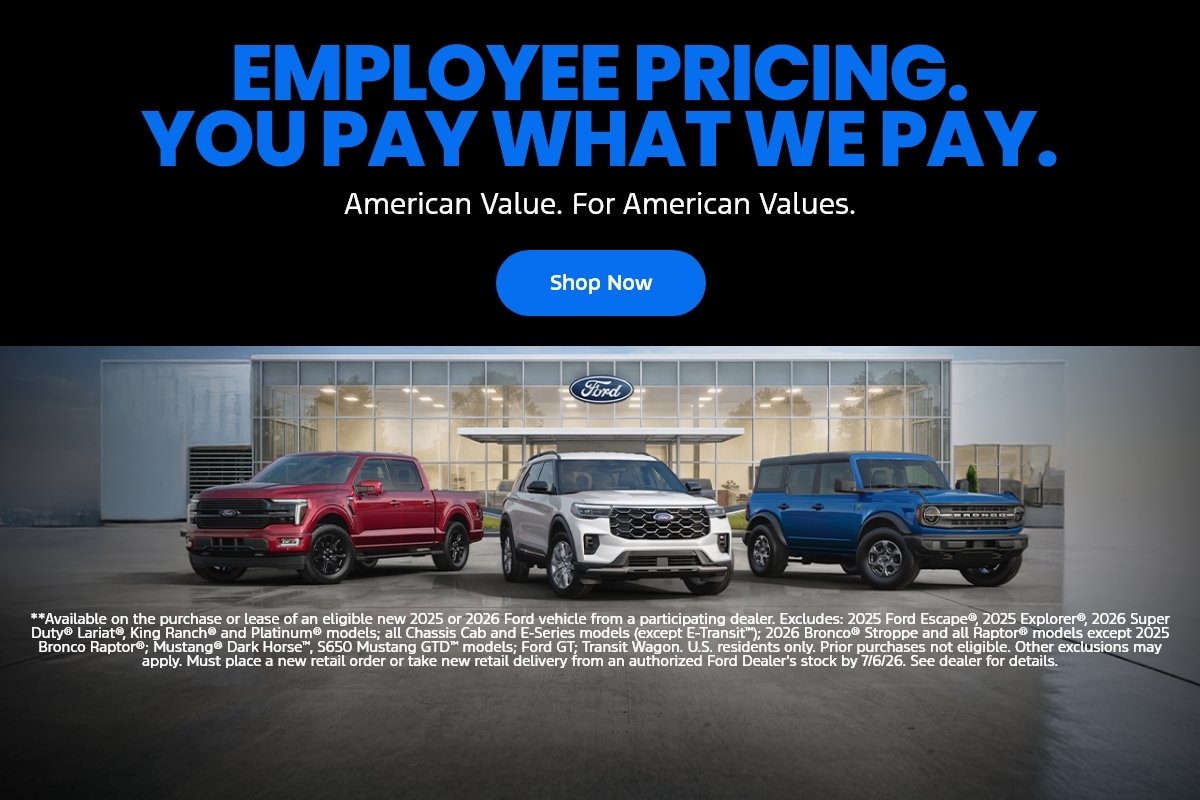 Employee Pricing on select new vehicles In line  Step 1